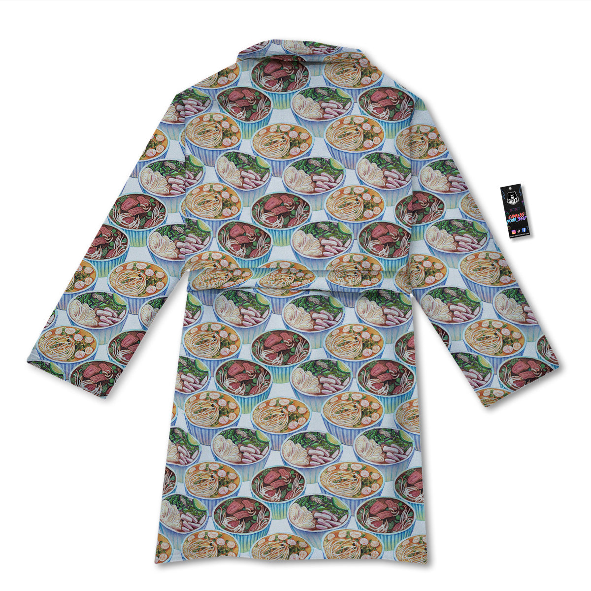 Watercolor Vietnamese Pho Print Pattern Bathrobe-grizzshop