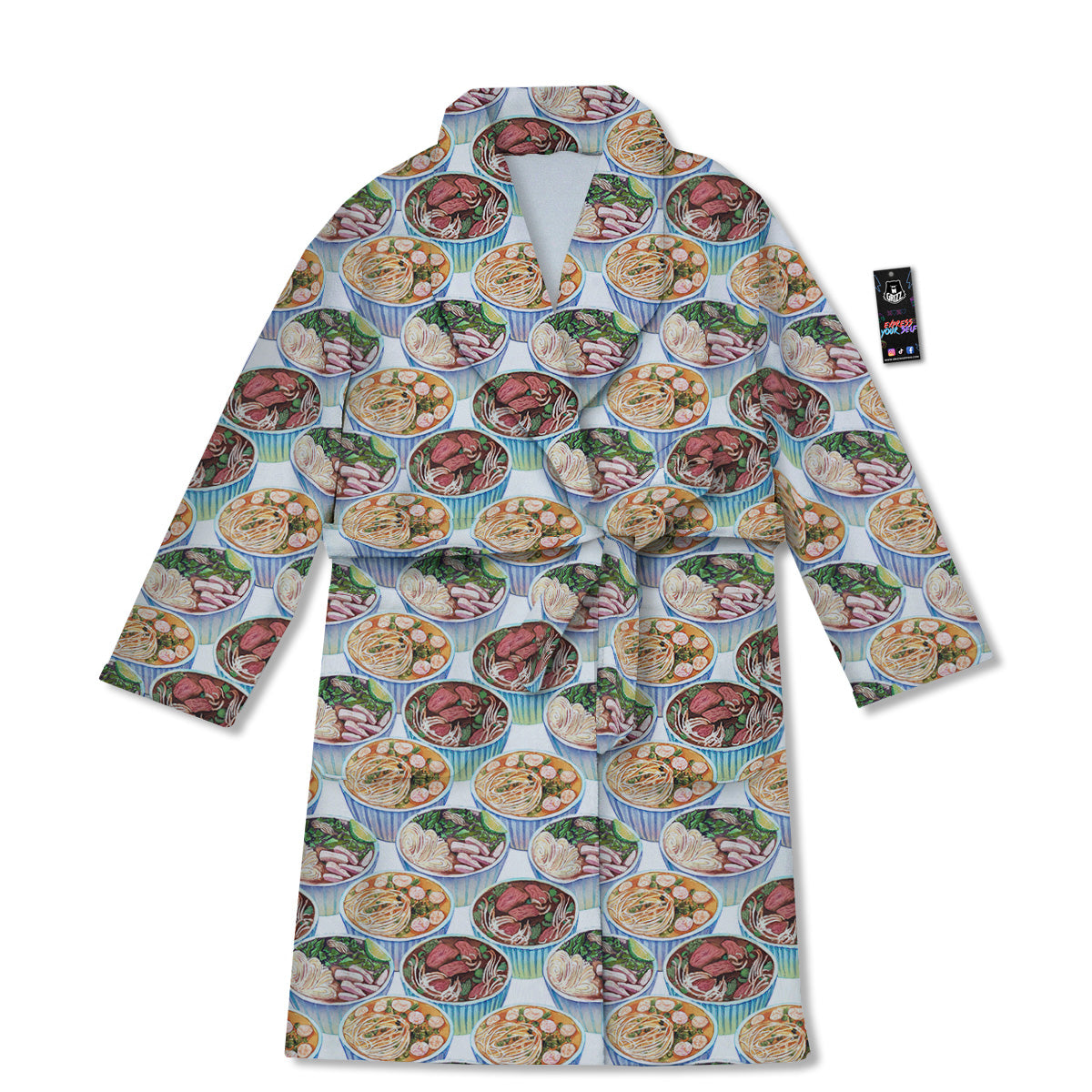 Watercolor Vietnamese Pho Print Pattern Bathrobe-grizzshop