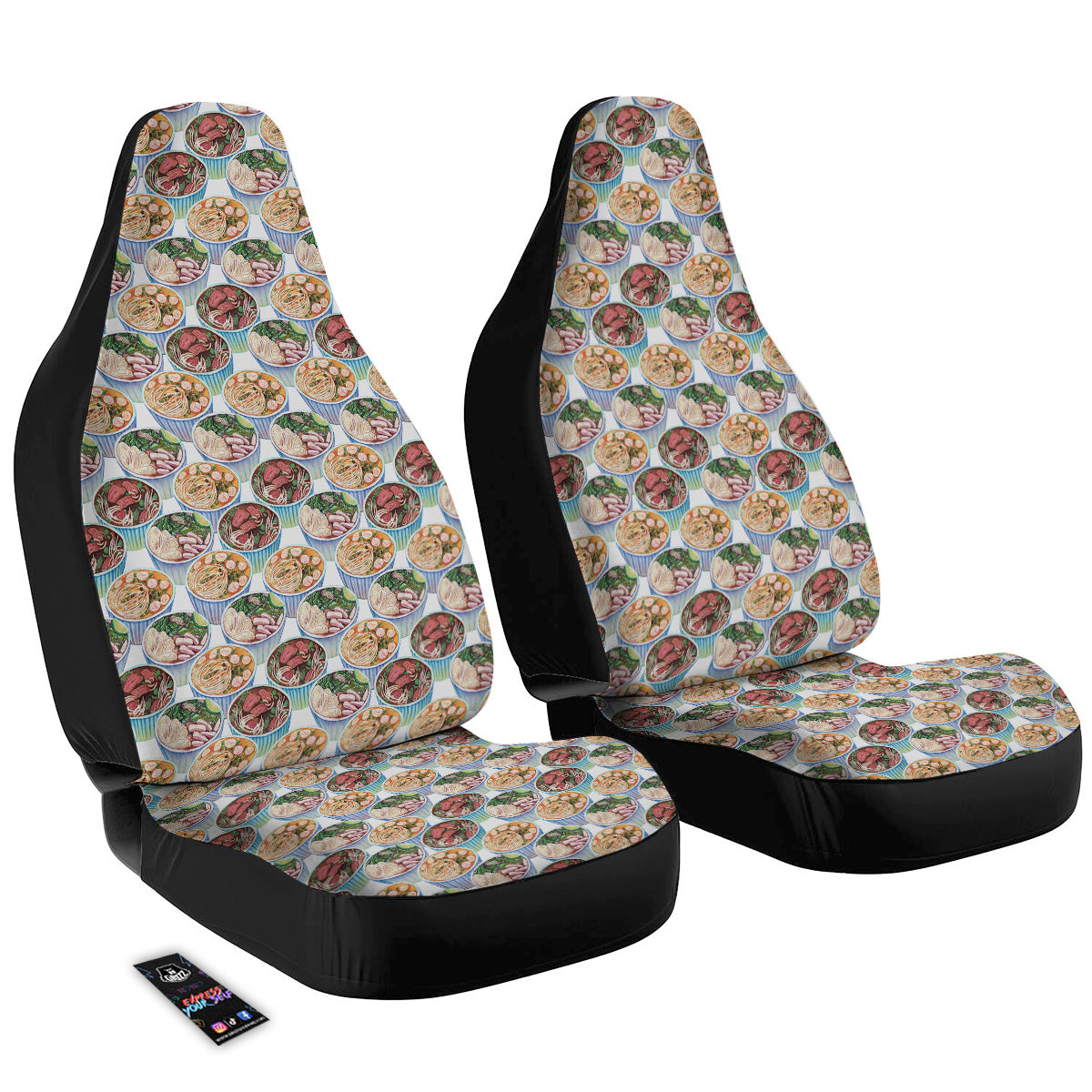 Watercolor Vietnamese Pho Print Pattern Car Seat Covers-grizzshop