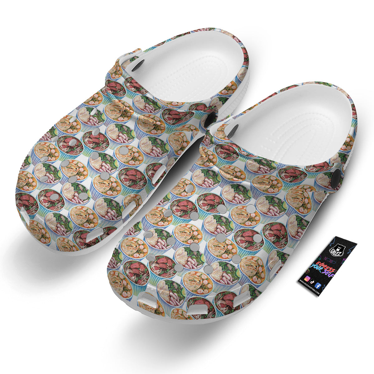 Watercolor Vietnamese Pho Print Pattern Clog-grizzshop