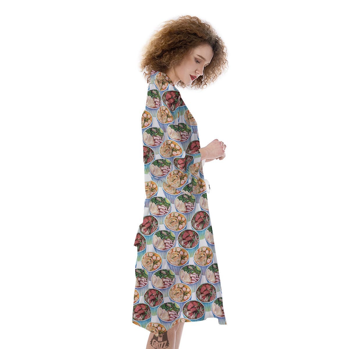 Watercolor Vietnamese Pho Print Pattern Kimono-grizzshop