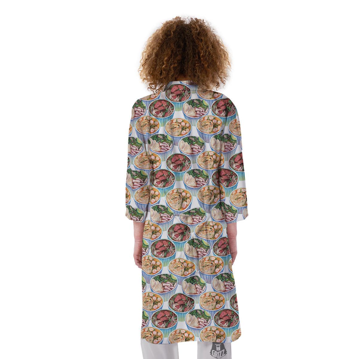 Watercolor Vietnamese Pho Print Pattern Kimono-grizzshop