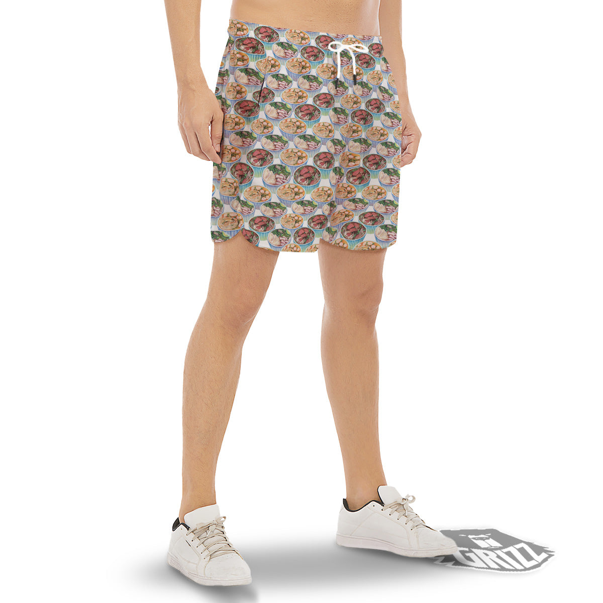 Watercolor Vietnamese Pho Print Pattern Men's Gym Shorts-grizzshop