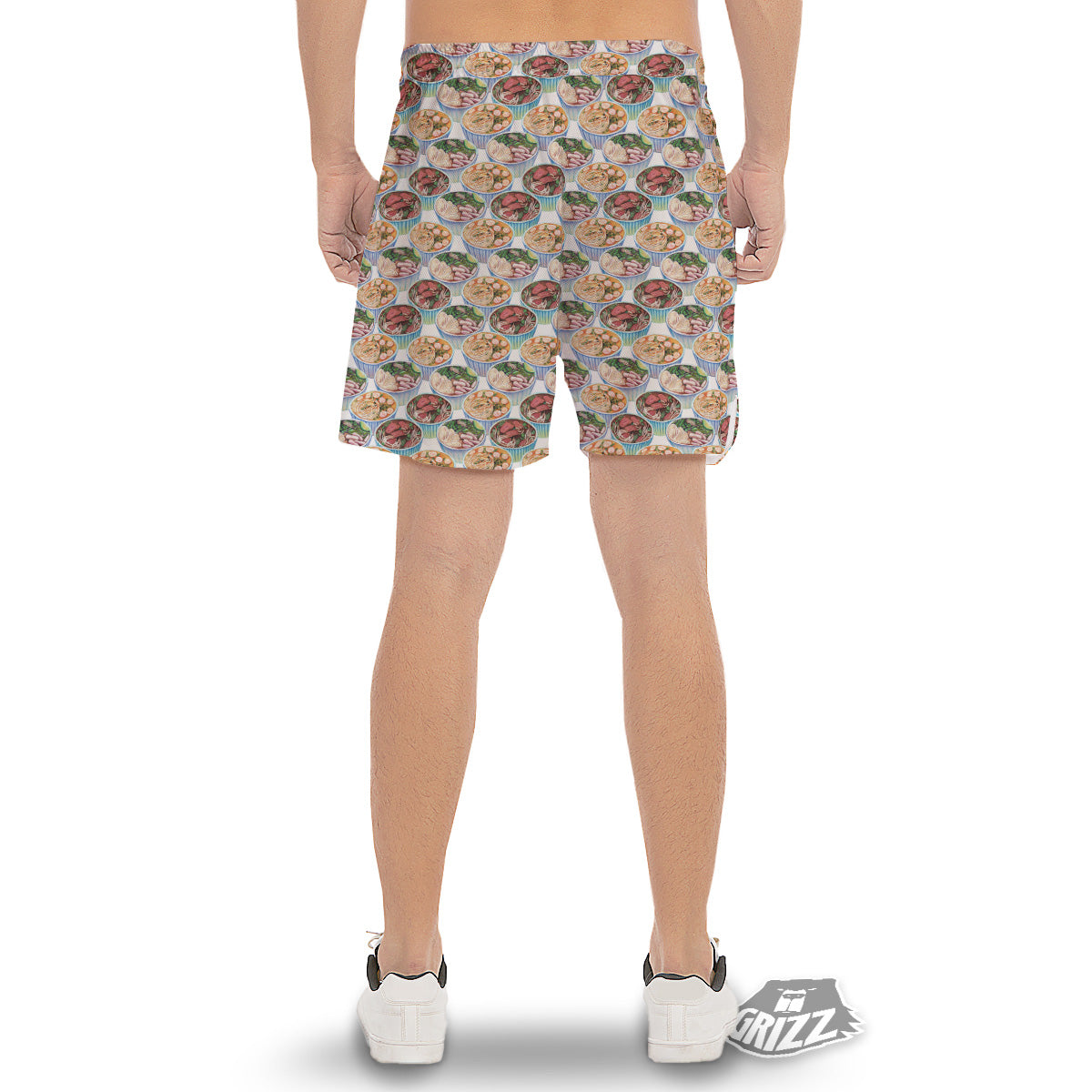 Watercolor Vietnamese Pho Print Pattern Men's Gym Shorts-grizzshop