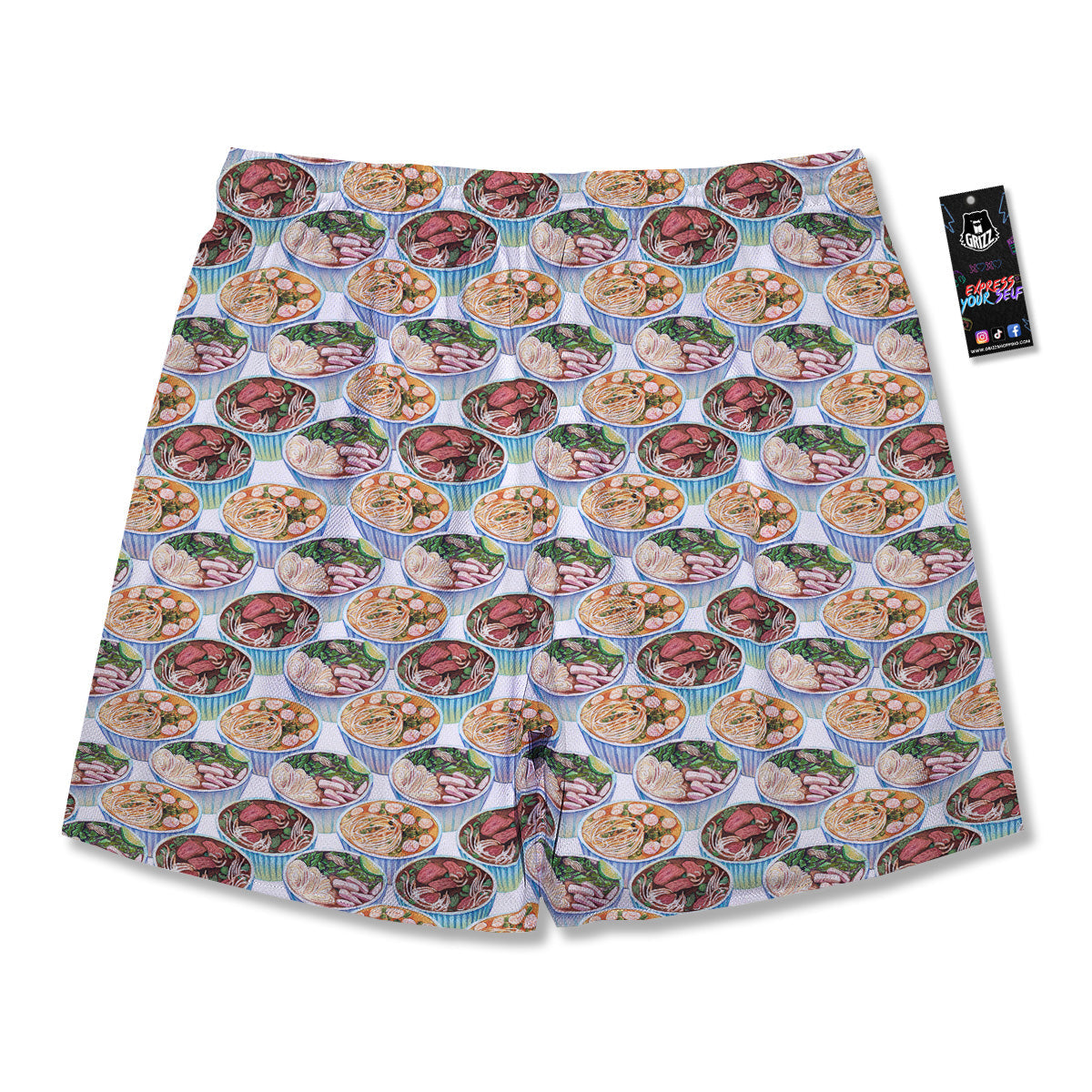 Watercolor Vietnamese Pho Print Pattern Men's Running Shorts-grizzshop