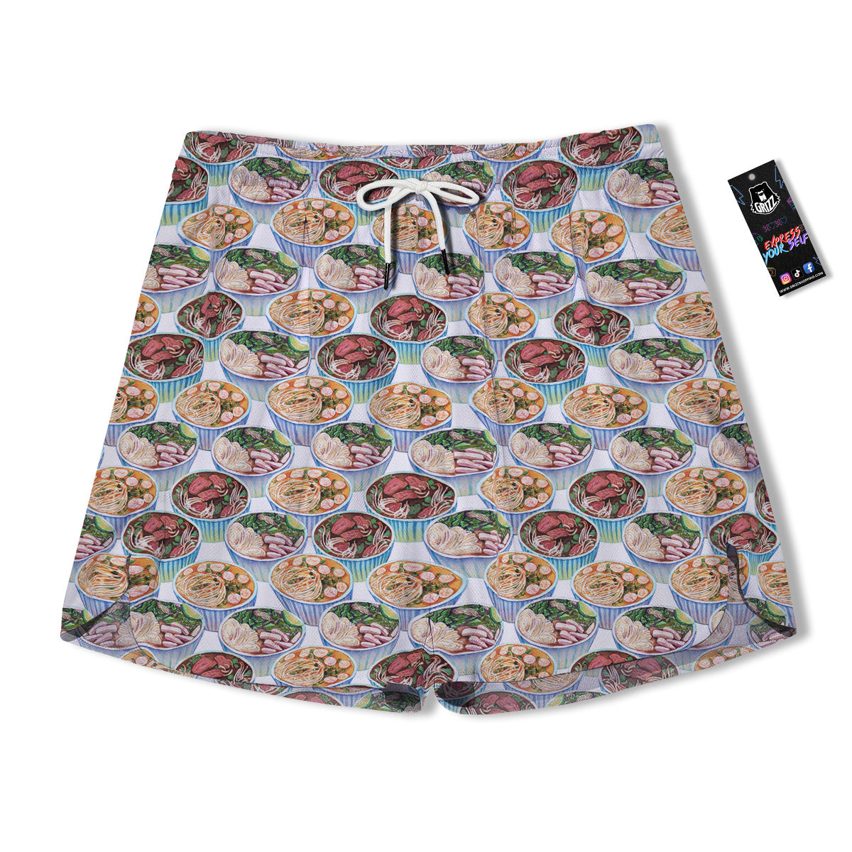 Watercolor Vietnamese Pho Print Pattern Men's Running Shorts-grizzshop