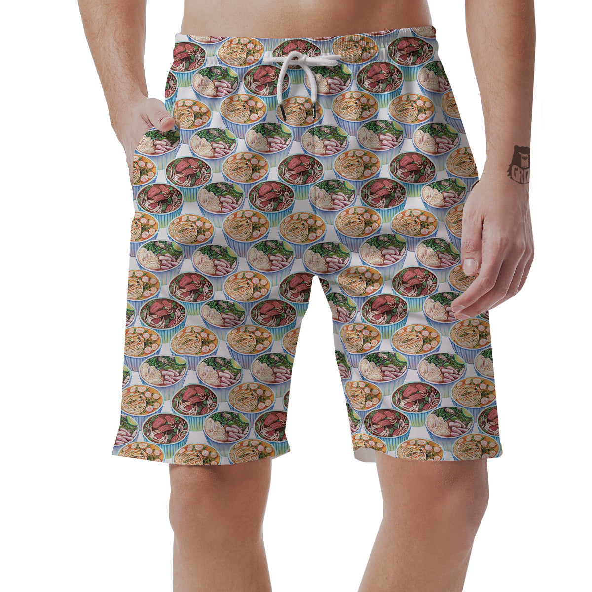 Watercolor Vietnamese Pho Print Pattern Men's Shorts-grizzshop