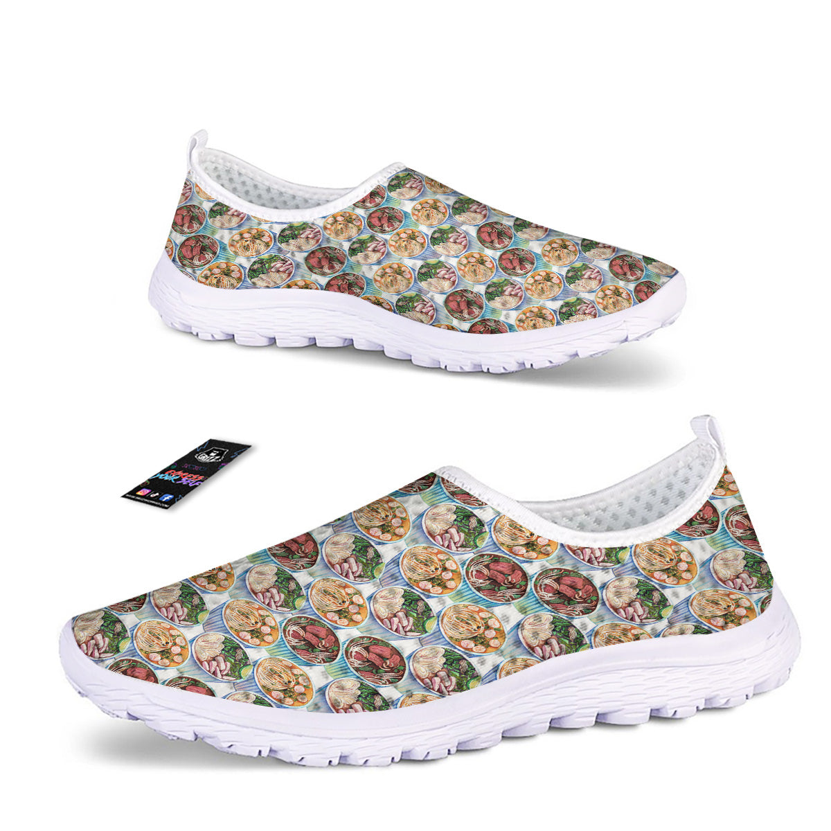 Watercolor Vietnamese Pho Print Pattern Nurse Shoes-grizzshop