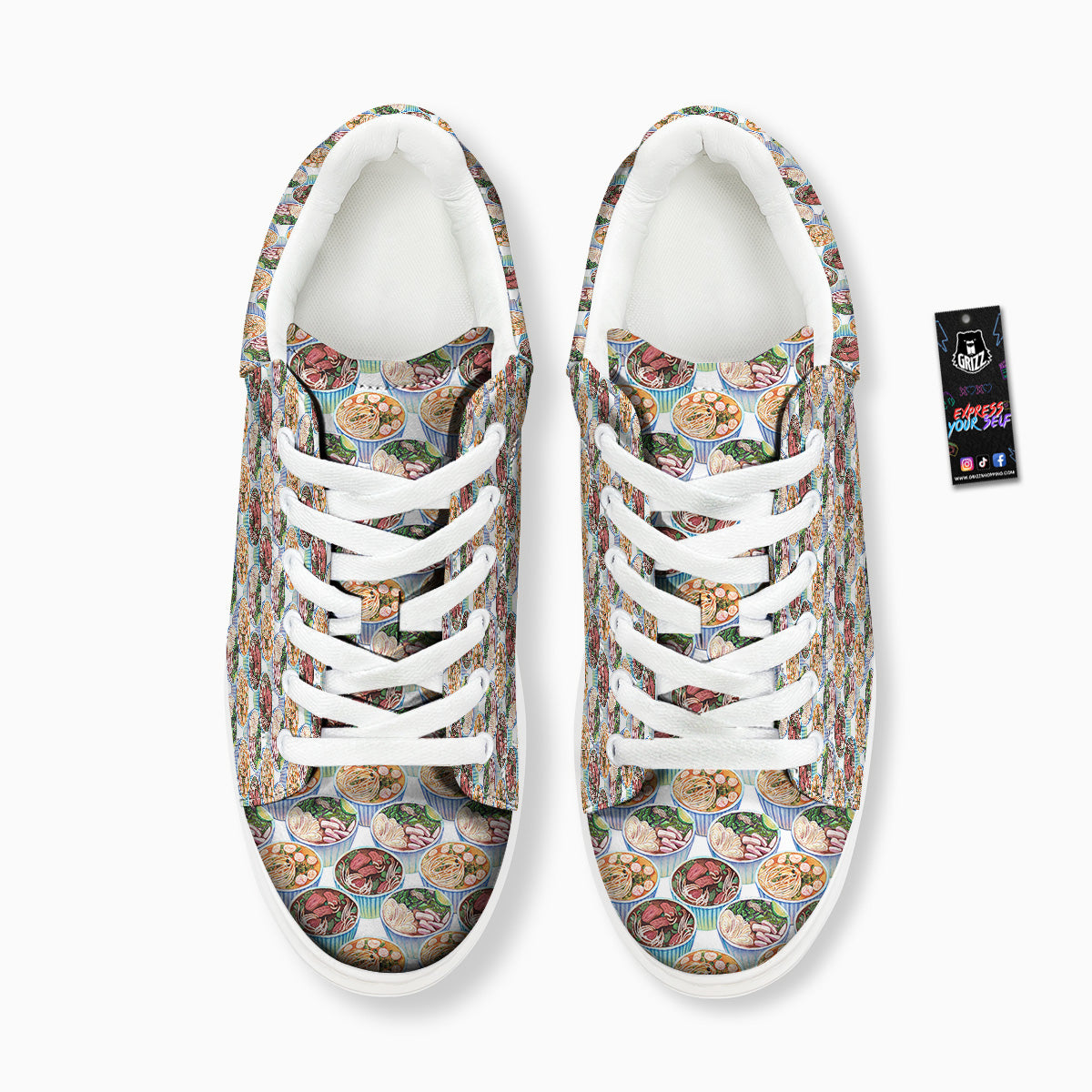 Watercolor Vietnamese Pho Print Pattern Platform Shoes-grizzshop