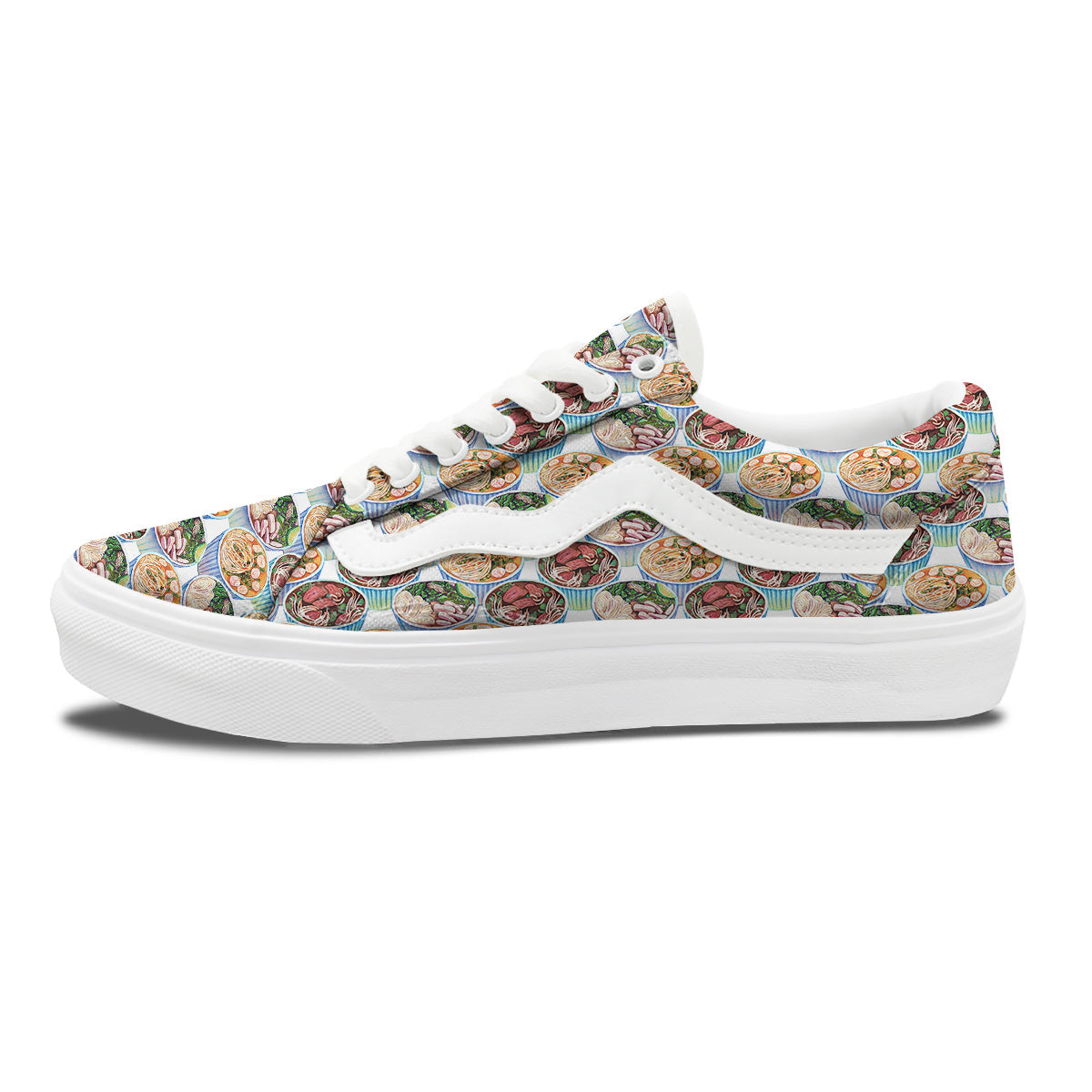 Watercolor Vietnamese Pho Print Pattern Skate Shoes-grizzshop