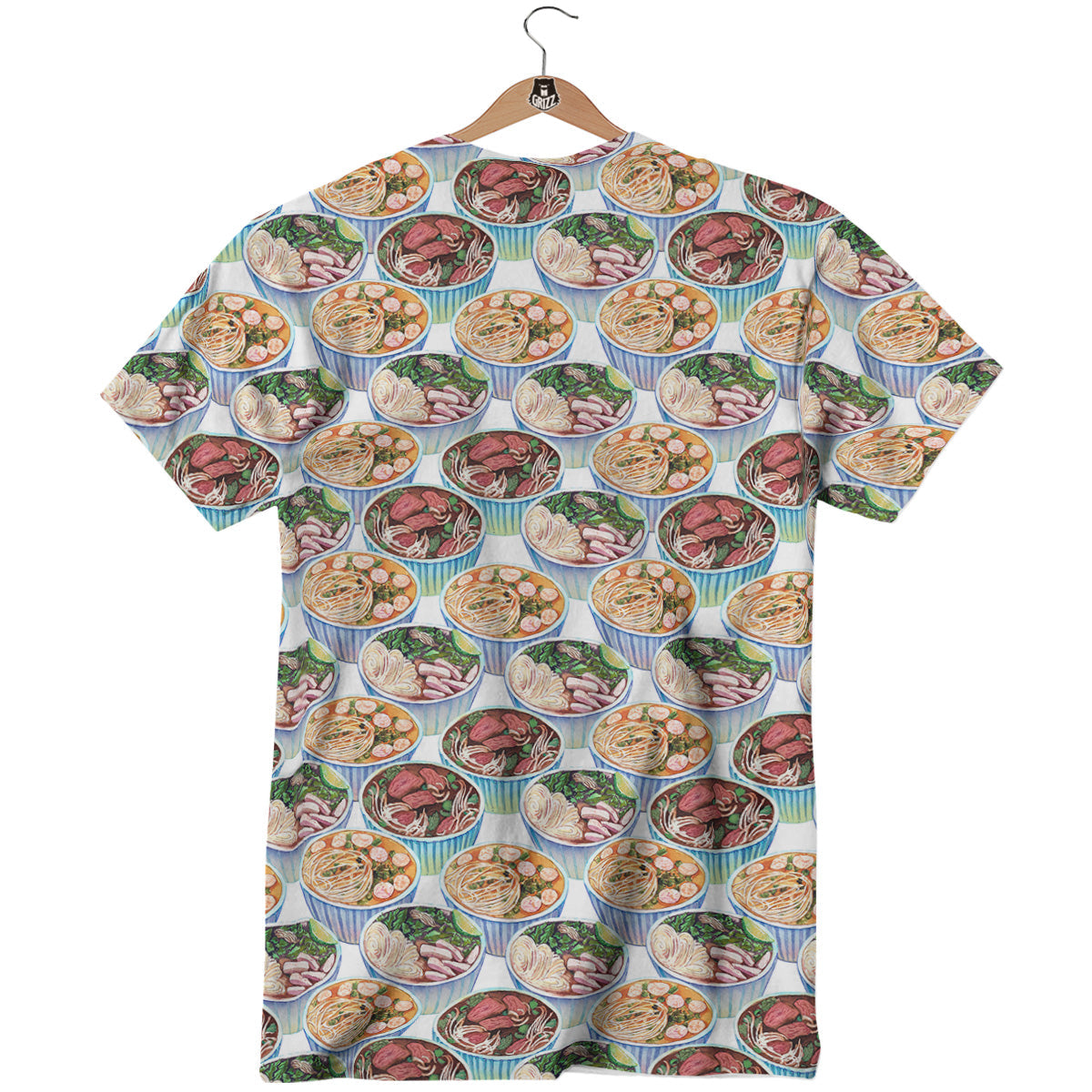 Watercolor Vietnamese Pho Print Pattern T-Shirt-grizzshop