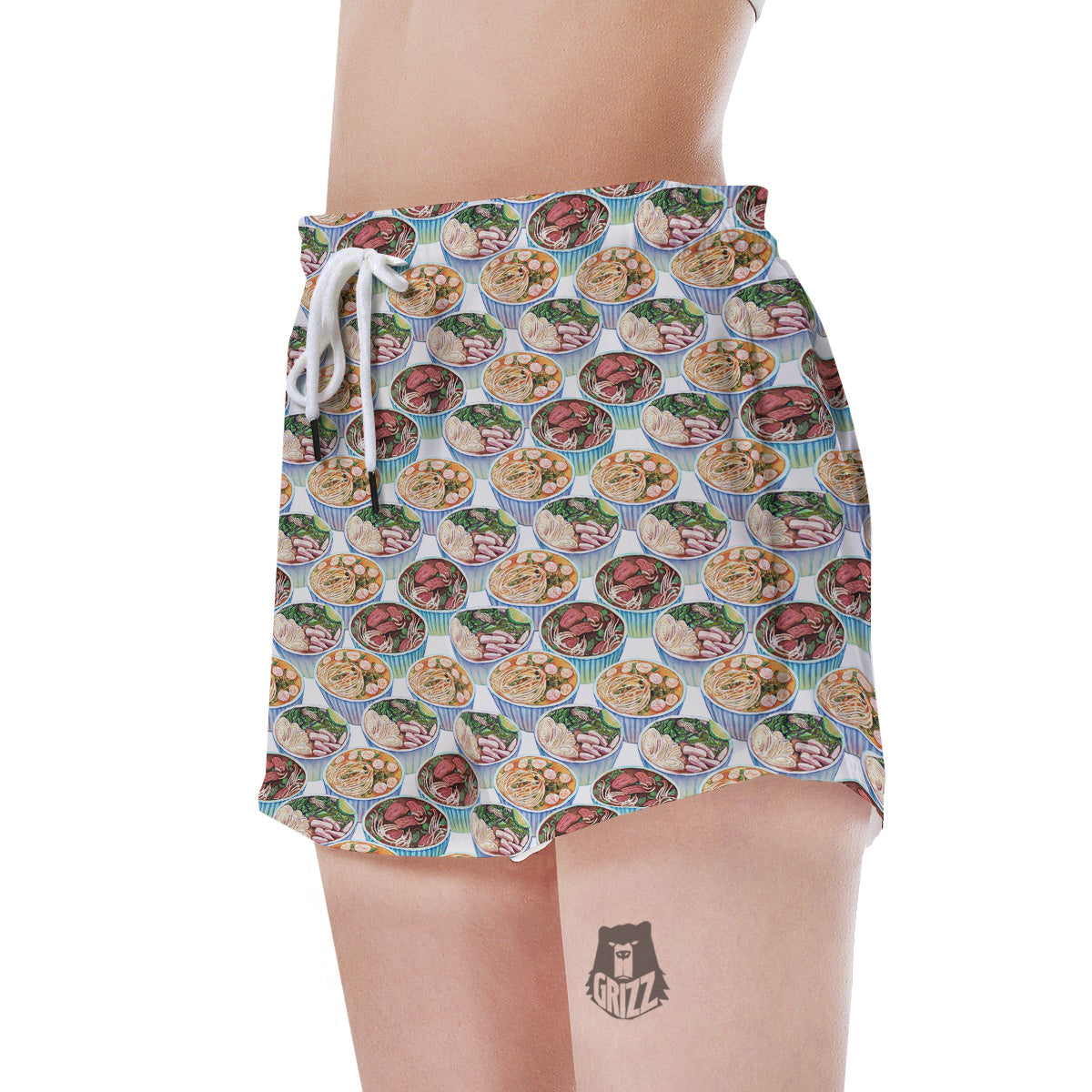 Watercolor Vietnamese Pho Print Pattern Women's Shorts-grizzshop