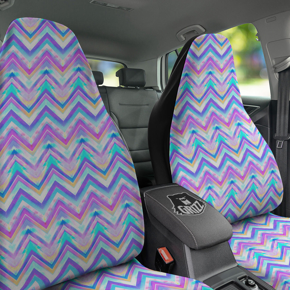 Watercolor Zig Zag Ornament Print Pattern Car Seat Covers-grizzshop