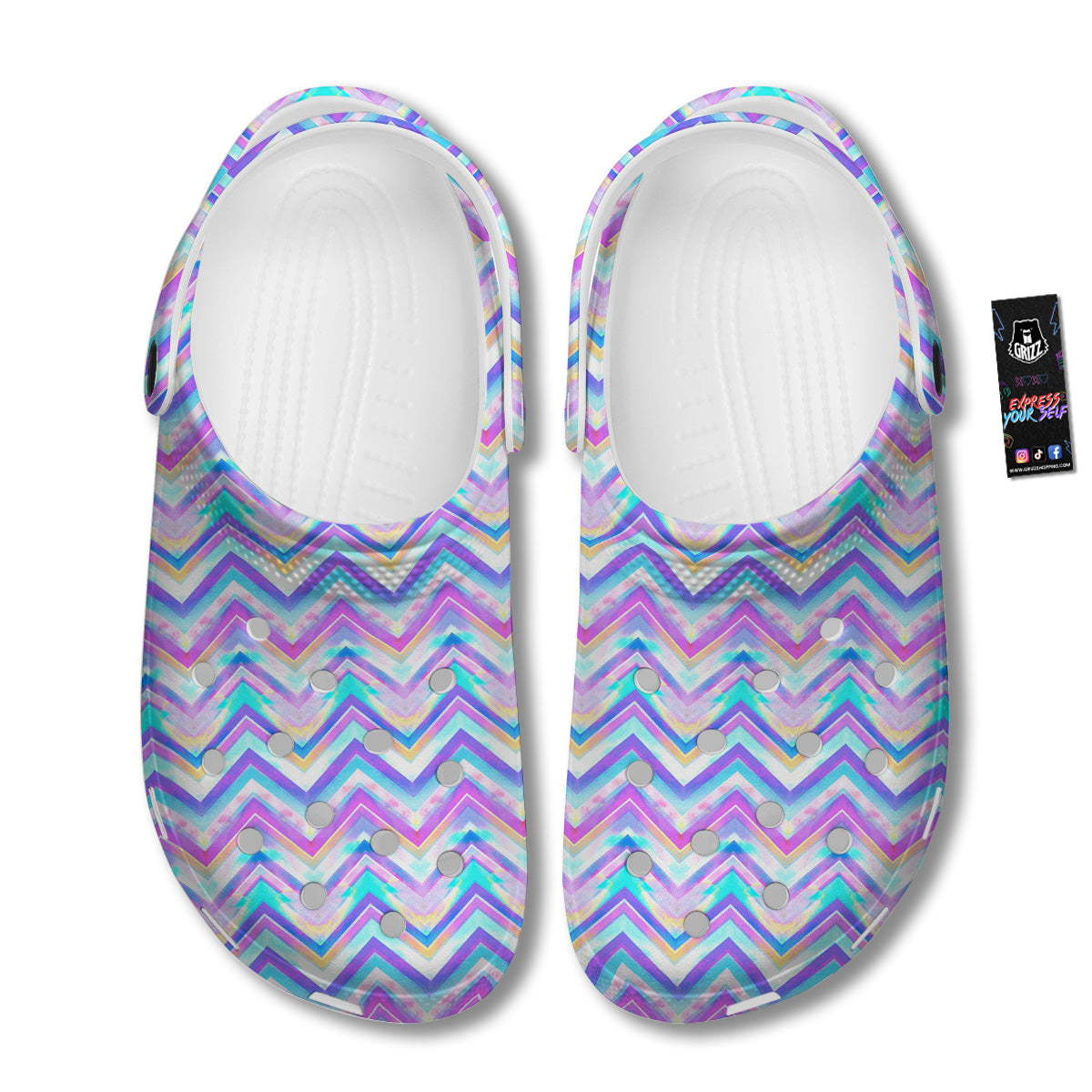 Watercolor Zig Zag Ornament Print Pattern Clog-grizzshop