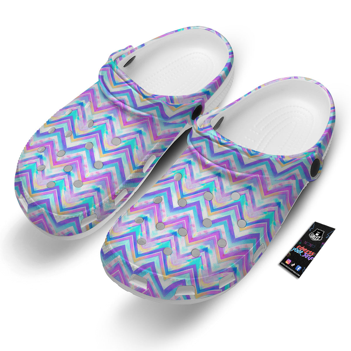 Watercolor Zig Zag Ornament Print Pattern Clog-grizzshop