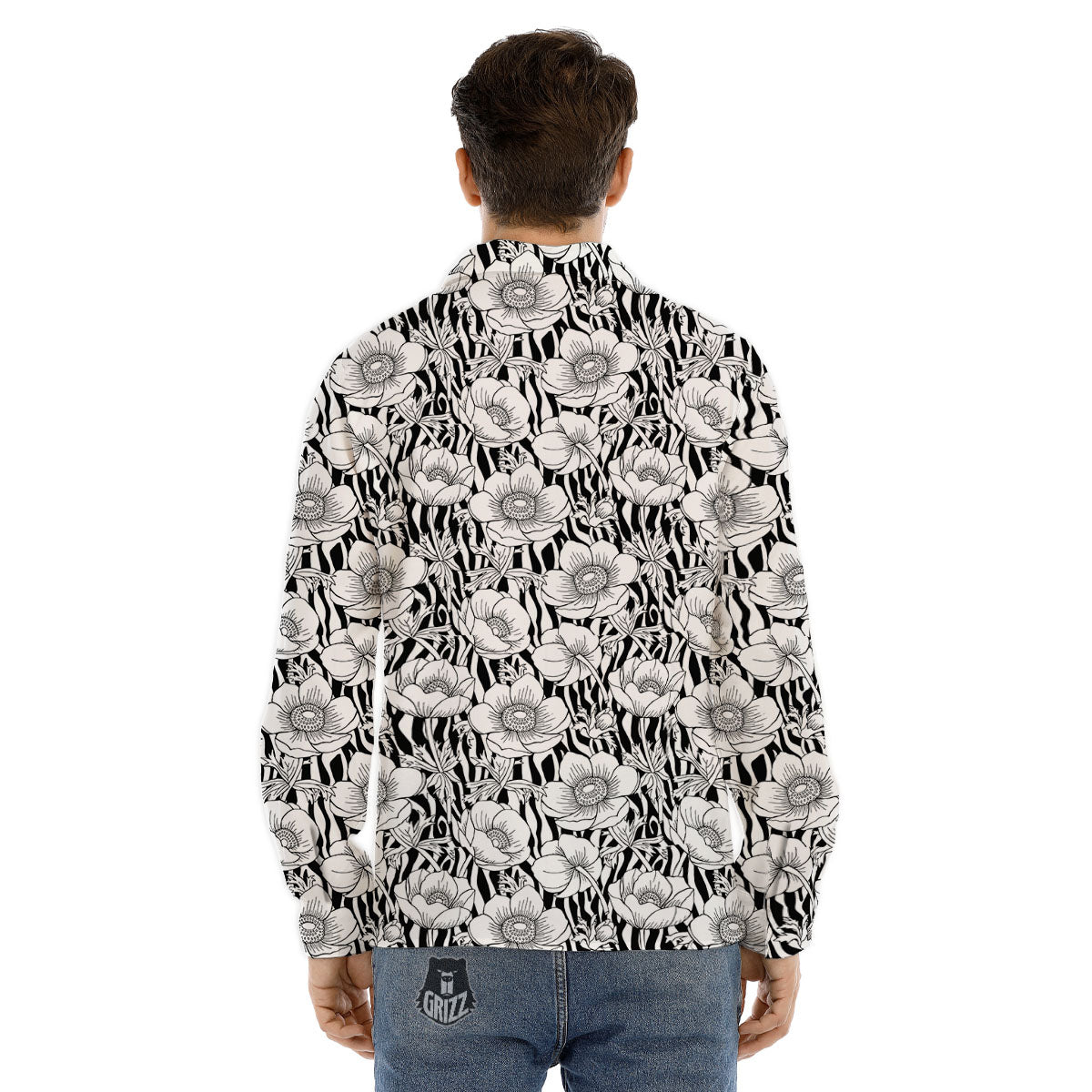 Watercolor Zig Zag Ornament Print Pattern Men's Dress Shirts-grizzshop