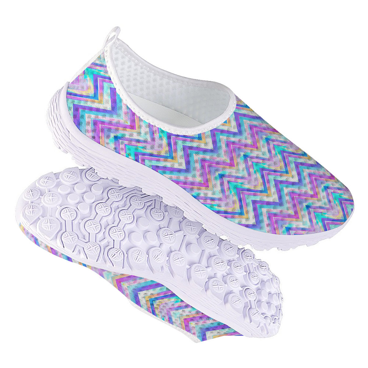 Watercolor Zig Zag Ornament Print Pattern Nurse Shoes-grizzshop