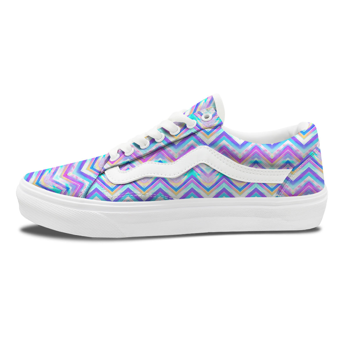 Watercolor Zig Zag Ornament Print Pattern Skate Shoes-grizzshop