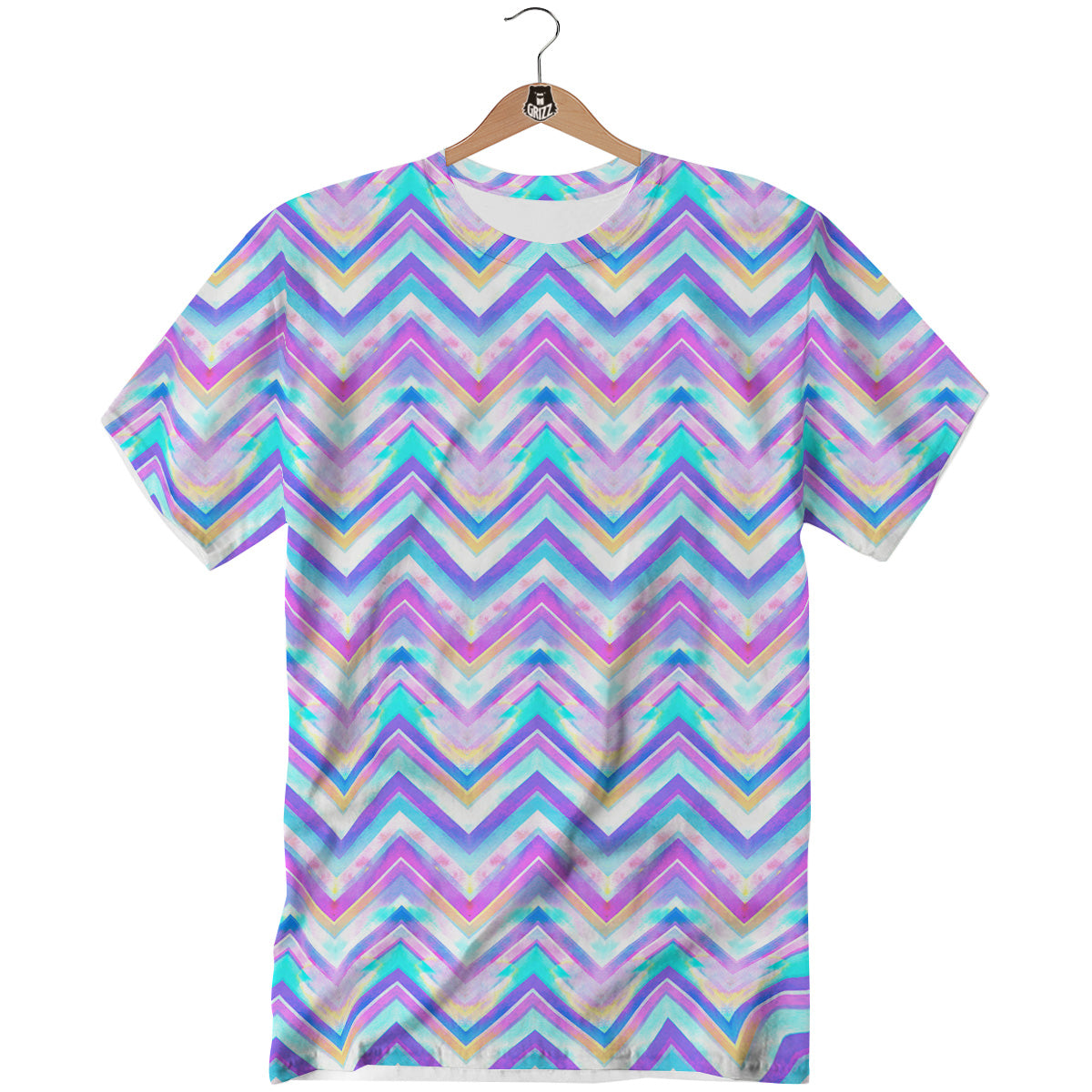 Watercolor Zig Zag Ornament Print Pattern T-Shirt-grizzshop