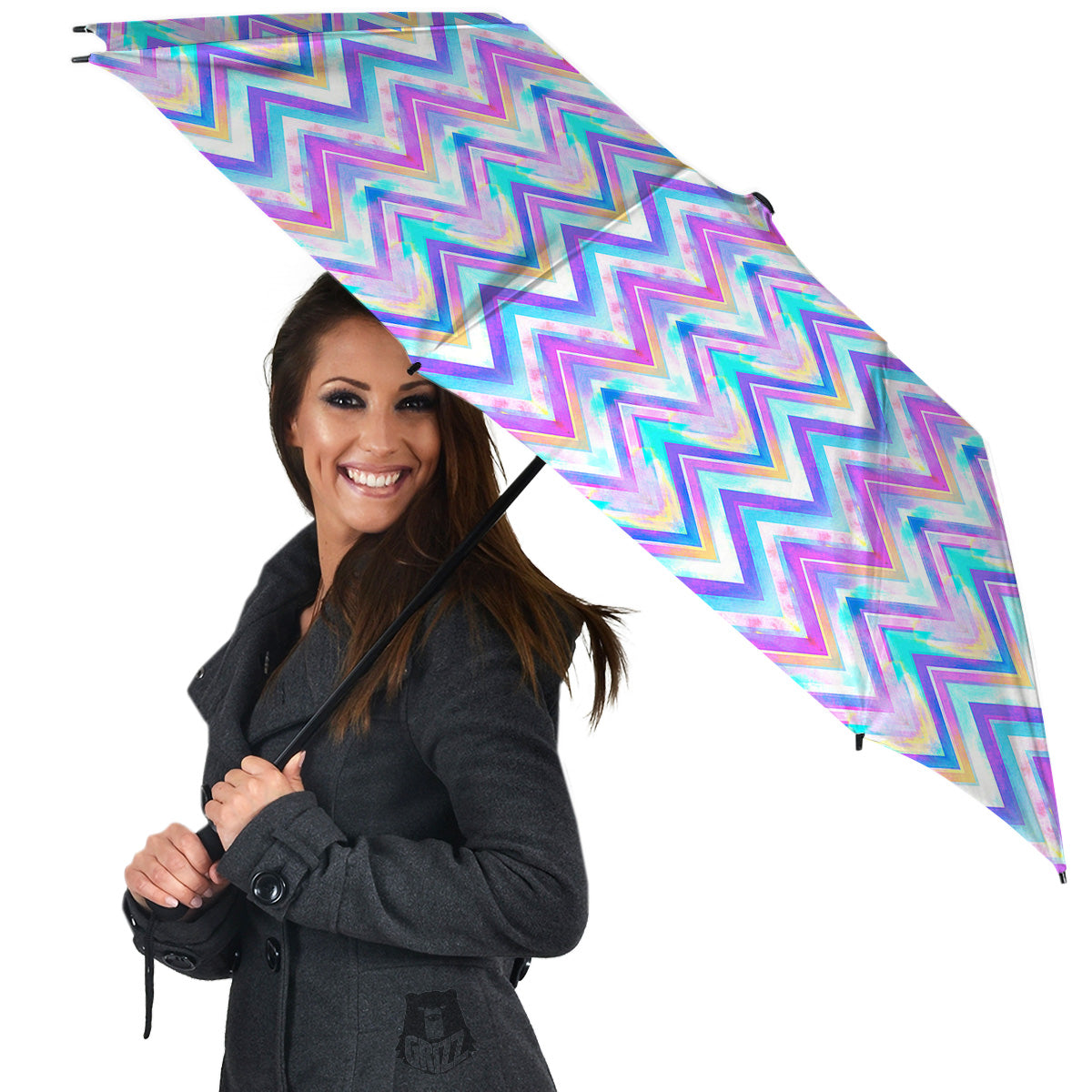 Watercolor Zig Zag Ornament Print Pattern Umbrella-grizzshop
