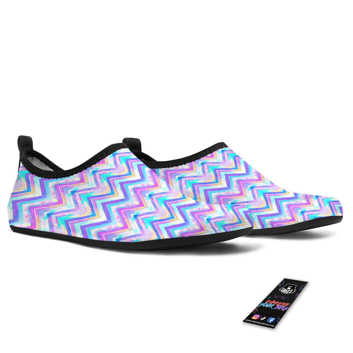 Watercolor Zig Zag Ornament Print Pattern Water Shoes-grizzshop