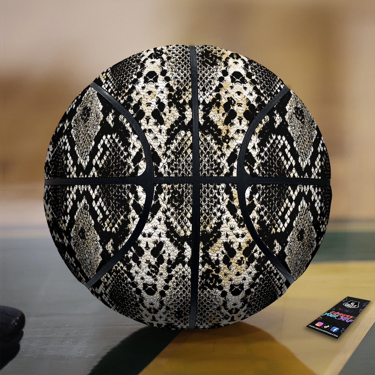 Watercolor Abstract Snake Animal Skin Print Basketball