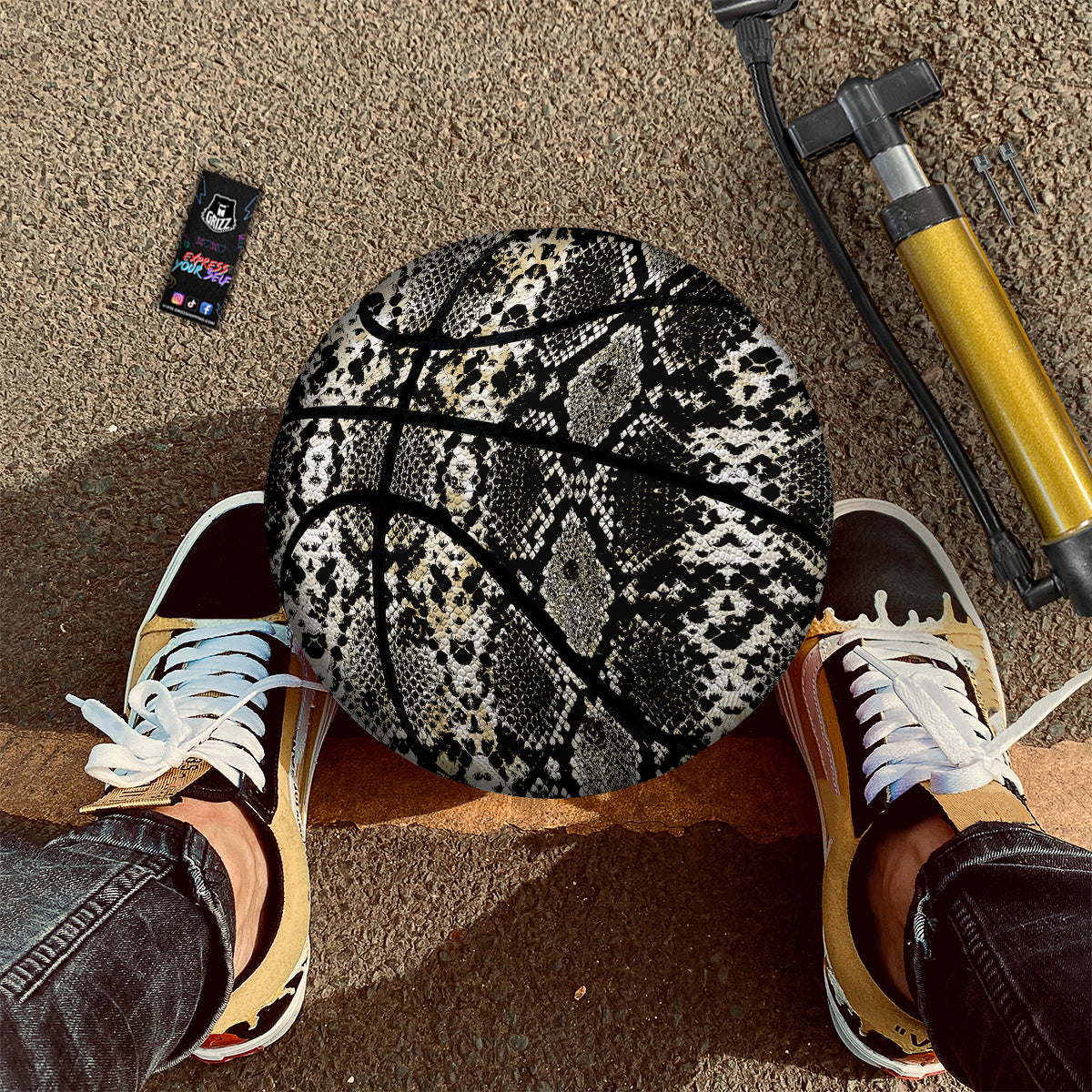 Watercolor Abstract Snake Animal Skin Print Basketball