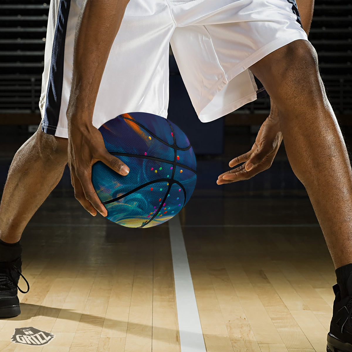 Watercolor Balloons And Storm Print Basketball