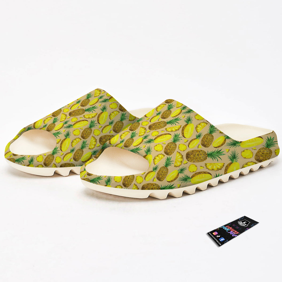 Watercolor Pineapple Beige Print Pattern Sandals-grizzshop