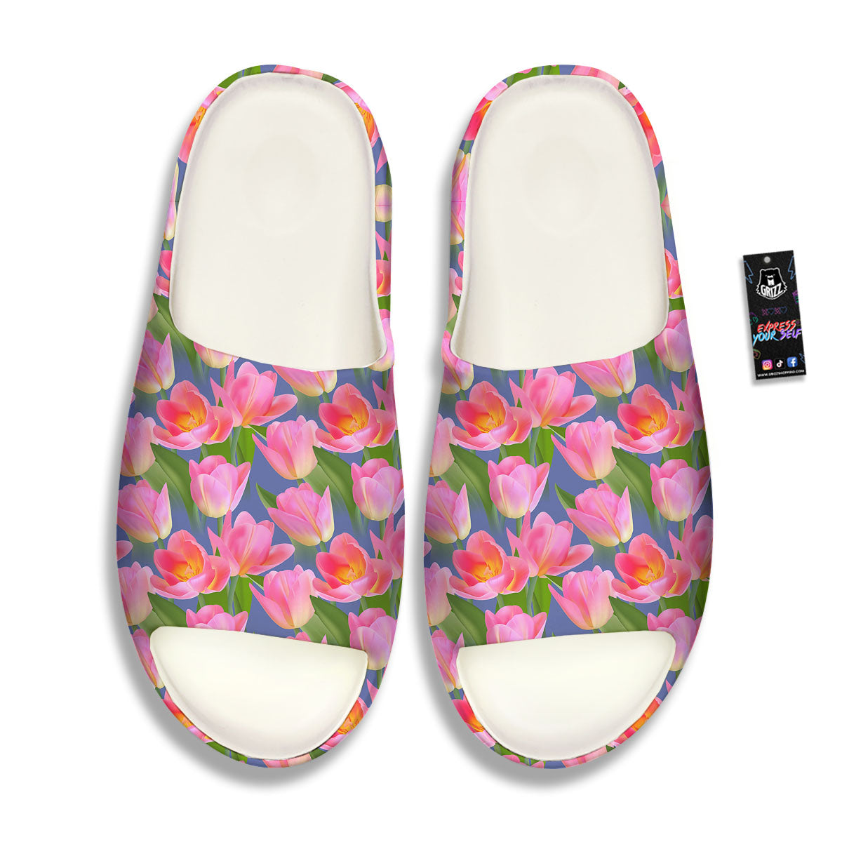 Watercolor Tulip Pink Print Pattern Sandals-grizzshop