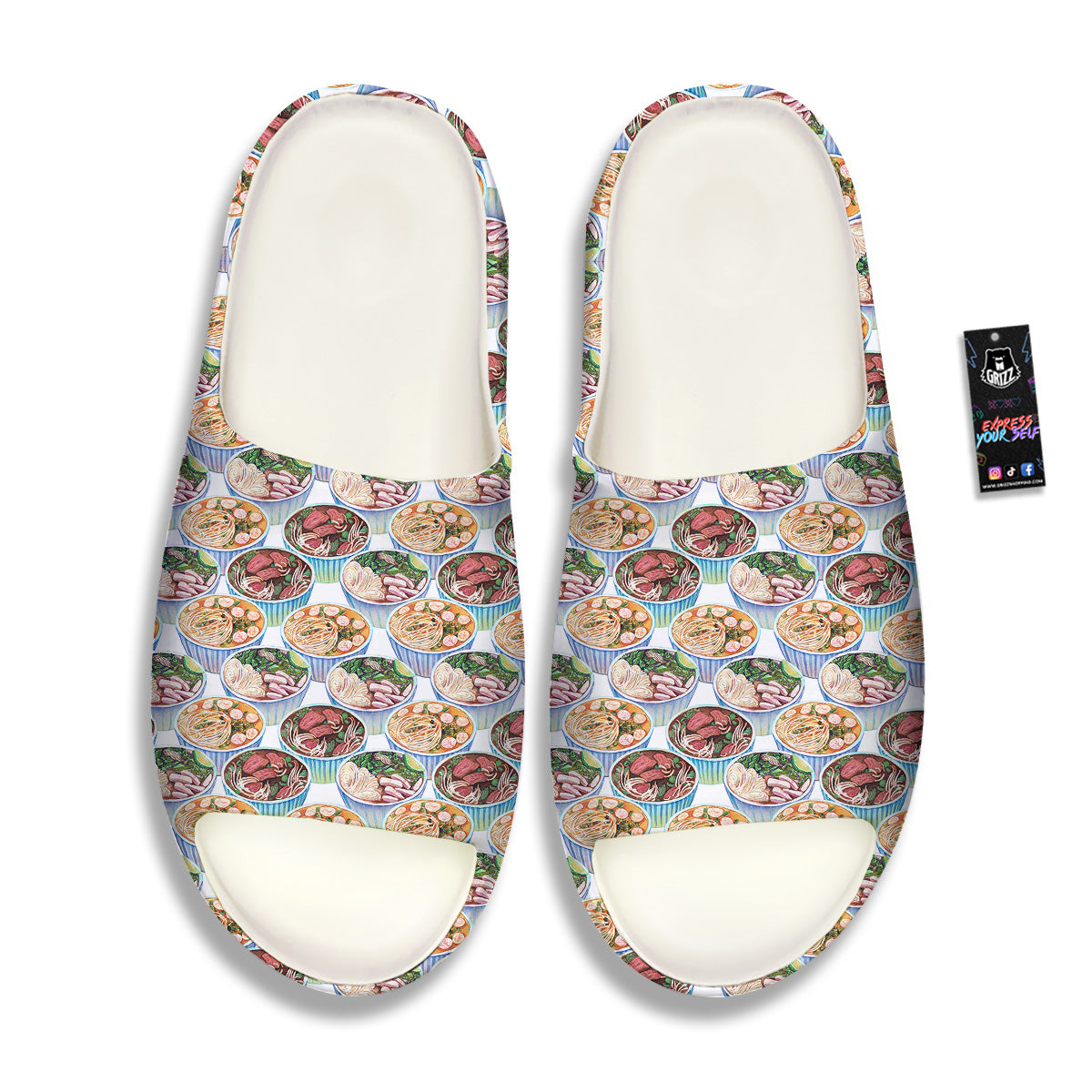 Watercolor Vietnamese Pho Print Pattern Sandals-grizzshop