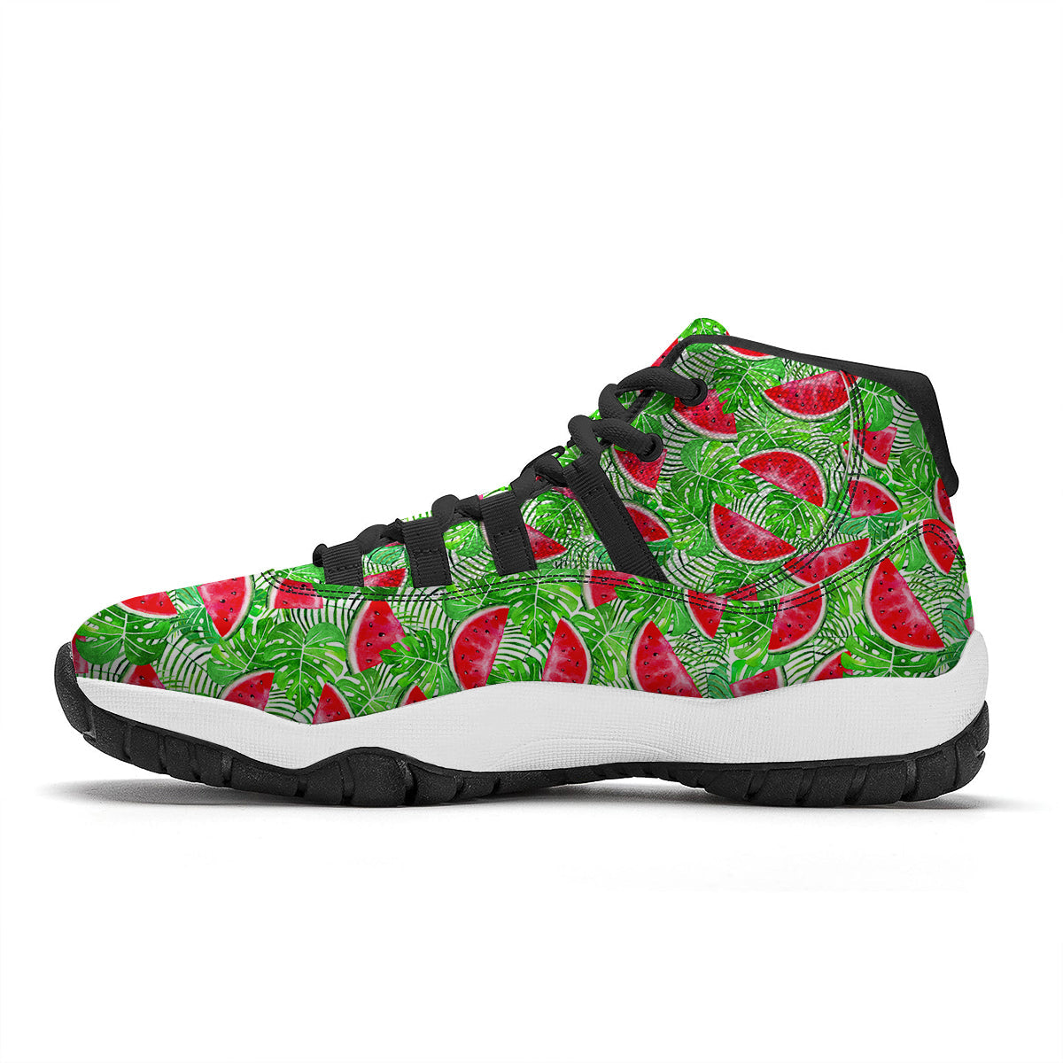 Watermelon Aloha Tropical Print Pattern Black Bball Shoes-grizzshop