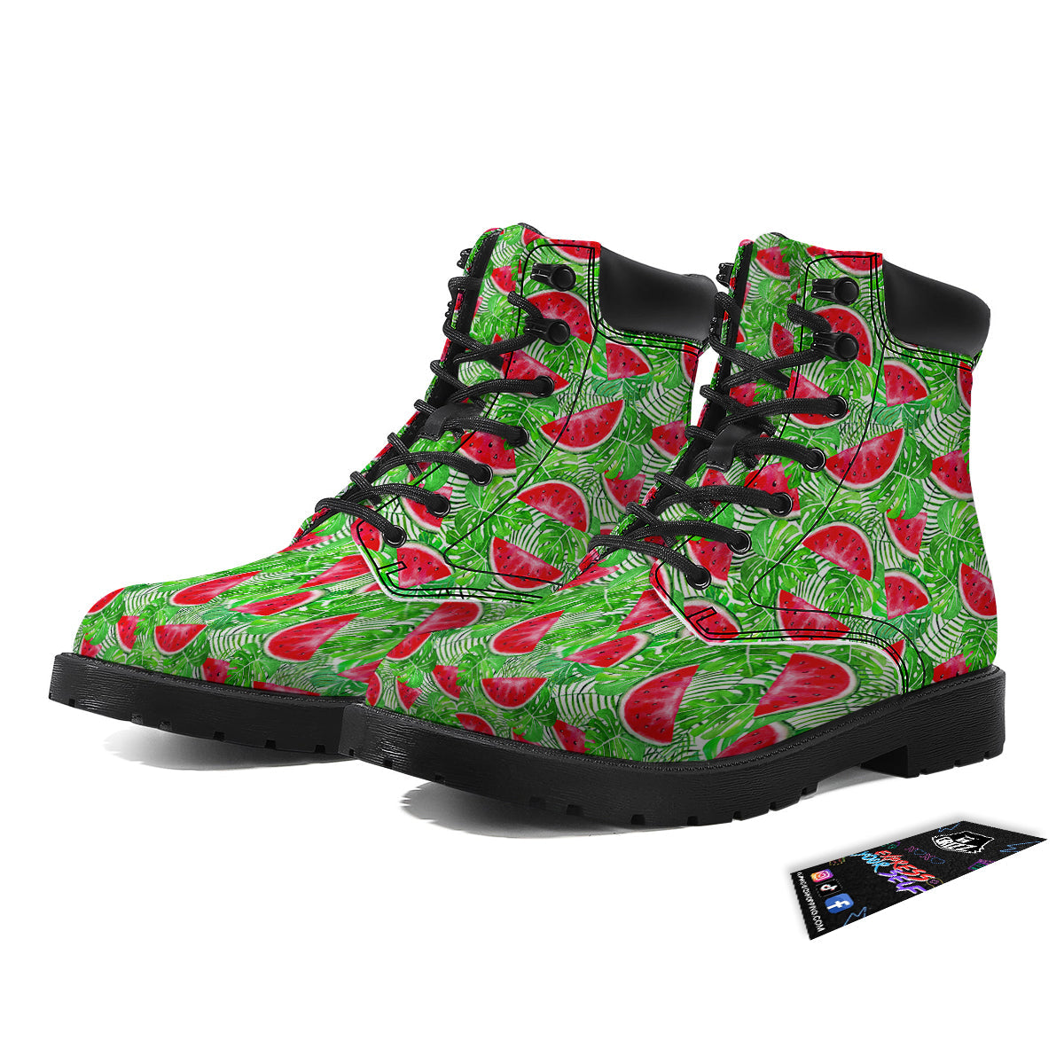 Watermelon Aloha Tropical Print Pattern Boots-grizzshop