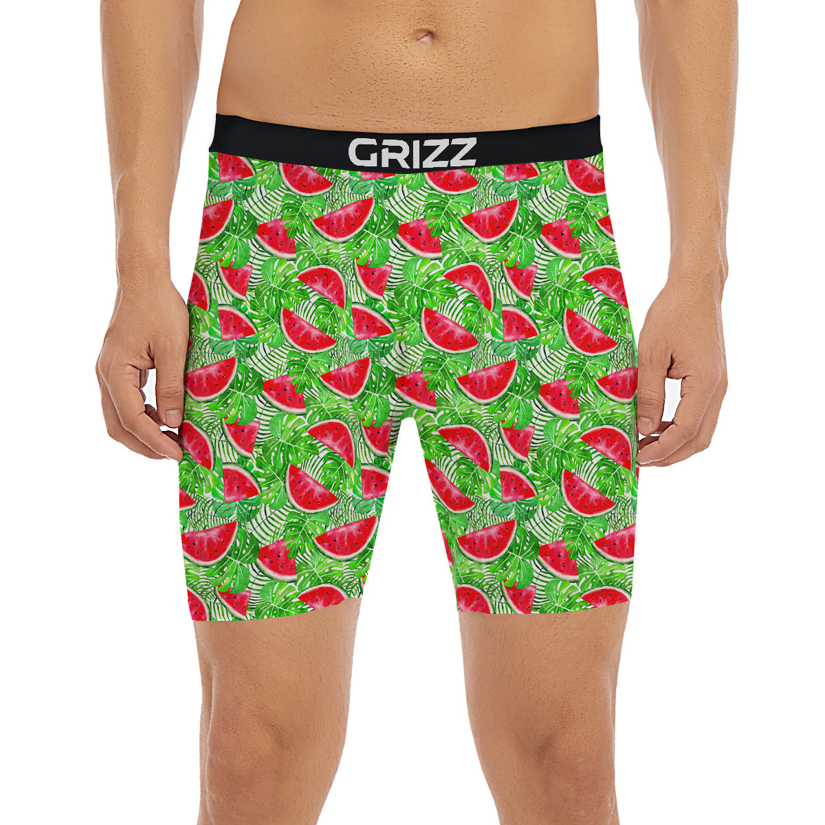Watermelon Aloha Tropical Print Pattern Boxer Briefs-grizzshop