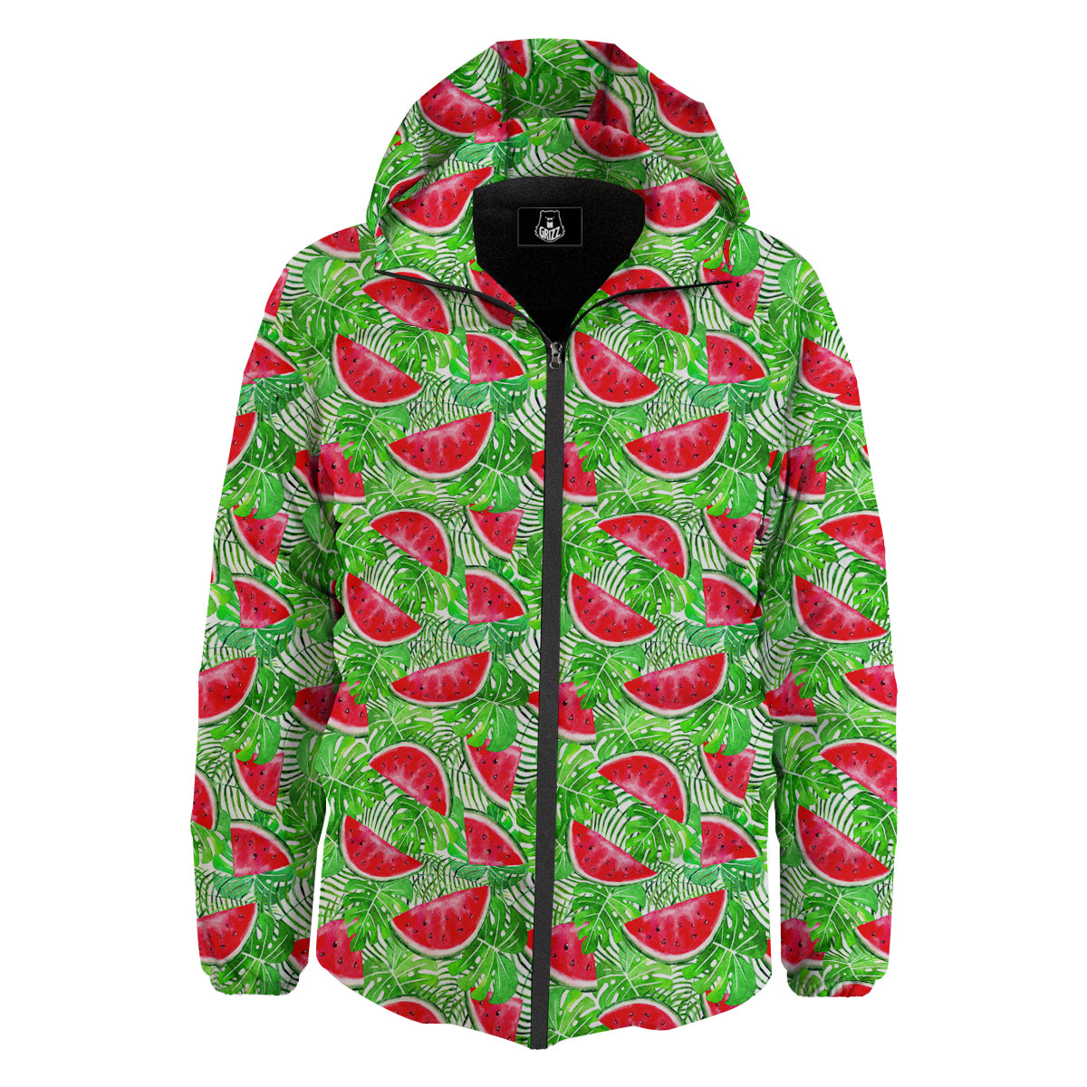Watermelon Aloha Tropical Print Pattern Down Jacket-grizzshop