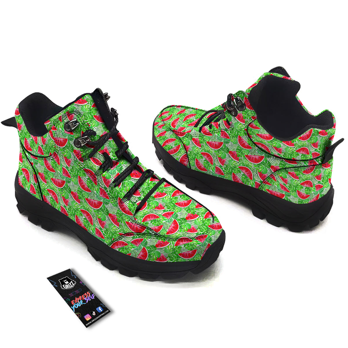 Watermelon Aloha Tropical Print Pattern Hiking Shoes-grizzshop