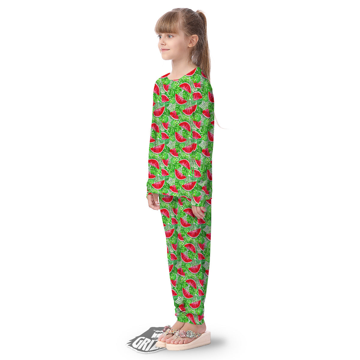 Watermelon Aloha Tropical Print Pattern Kid's Pajamas-grizzshop