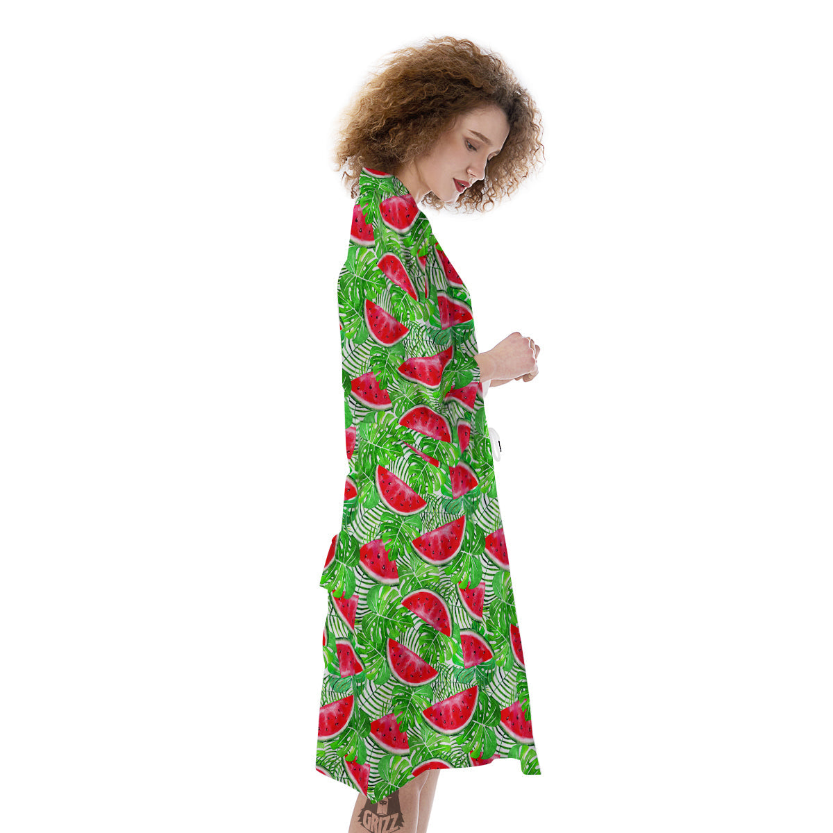 Watermelon Aloha Tropical Print Pattern Kimono-grizzshop