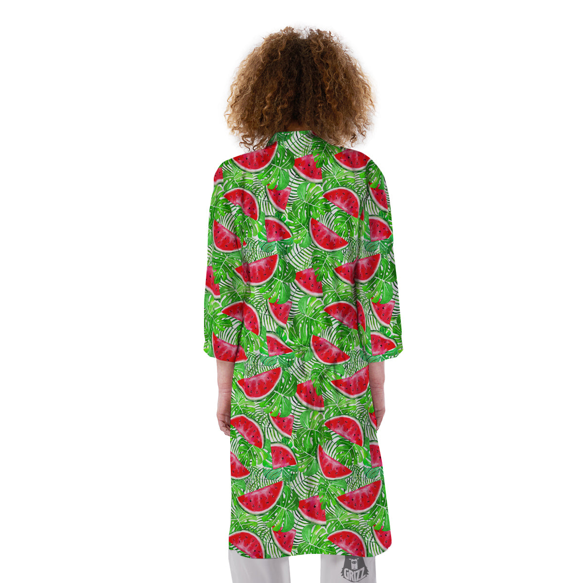 Watermelon Aloha Tropical Print Pattern Kimono-grizzshop