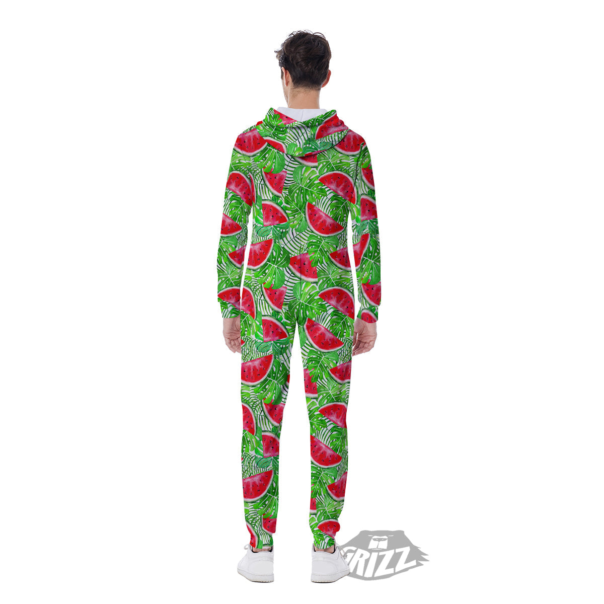 Watermelon Aloha Tropical Print Pattern Men's Jumpsuit-grizzshop