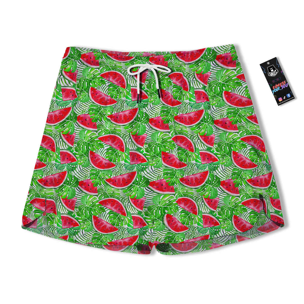 Watermelon Aloha Tropical Print Pattern Men's Running Shorts-grizzshop
