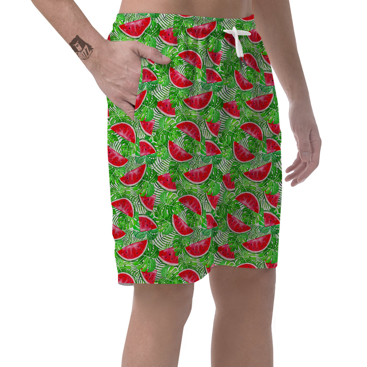 Watermelon Aloha Tropical Print Pattern Men's Shorts-grizzshop