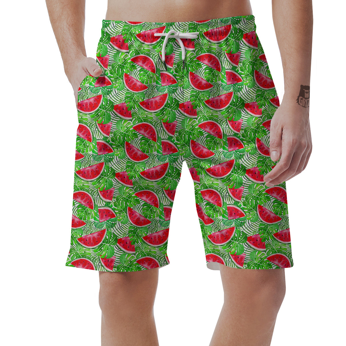 Watermelon Aloha Tropical Print Pattern Men's Shorts-grizzshop