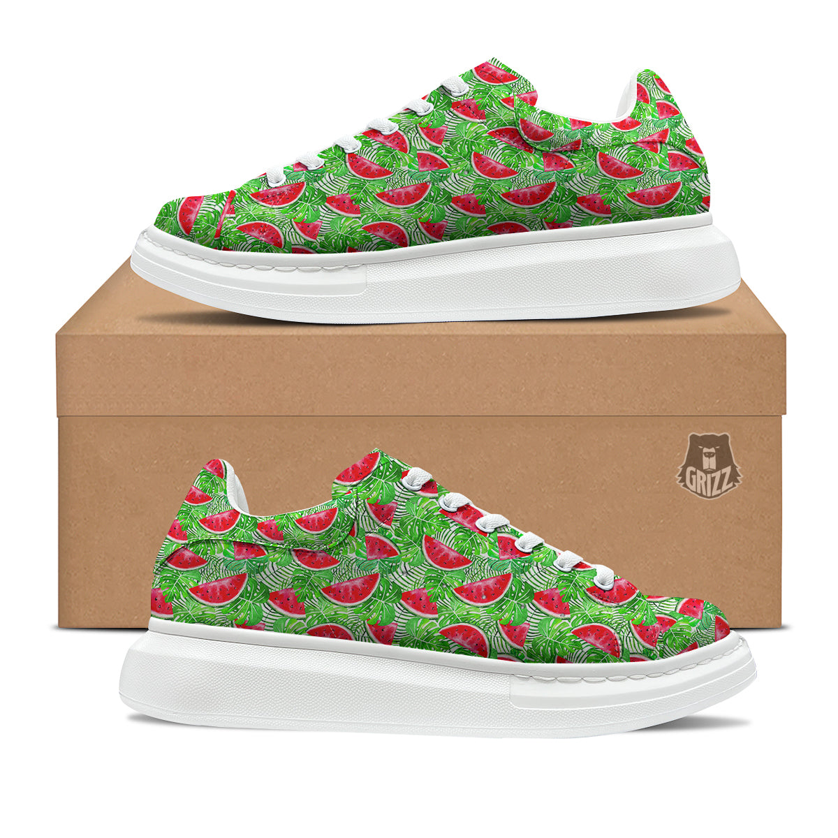 Watermelon Aloha Tropical Print Pattern Platform Shoes-grizzshop