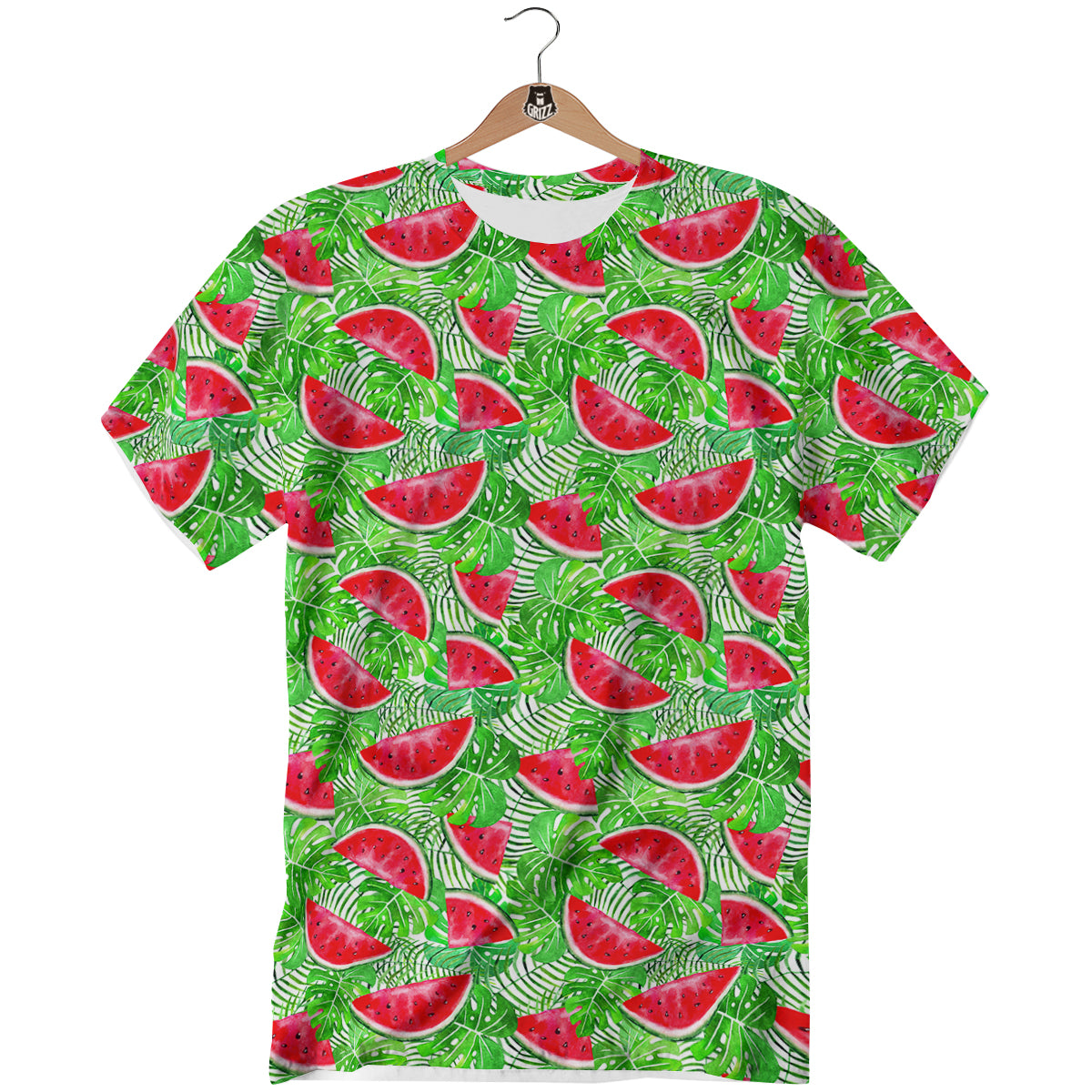 Watermelon Aloha Tropical Print Pattern T-Shirt-grizzshop