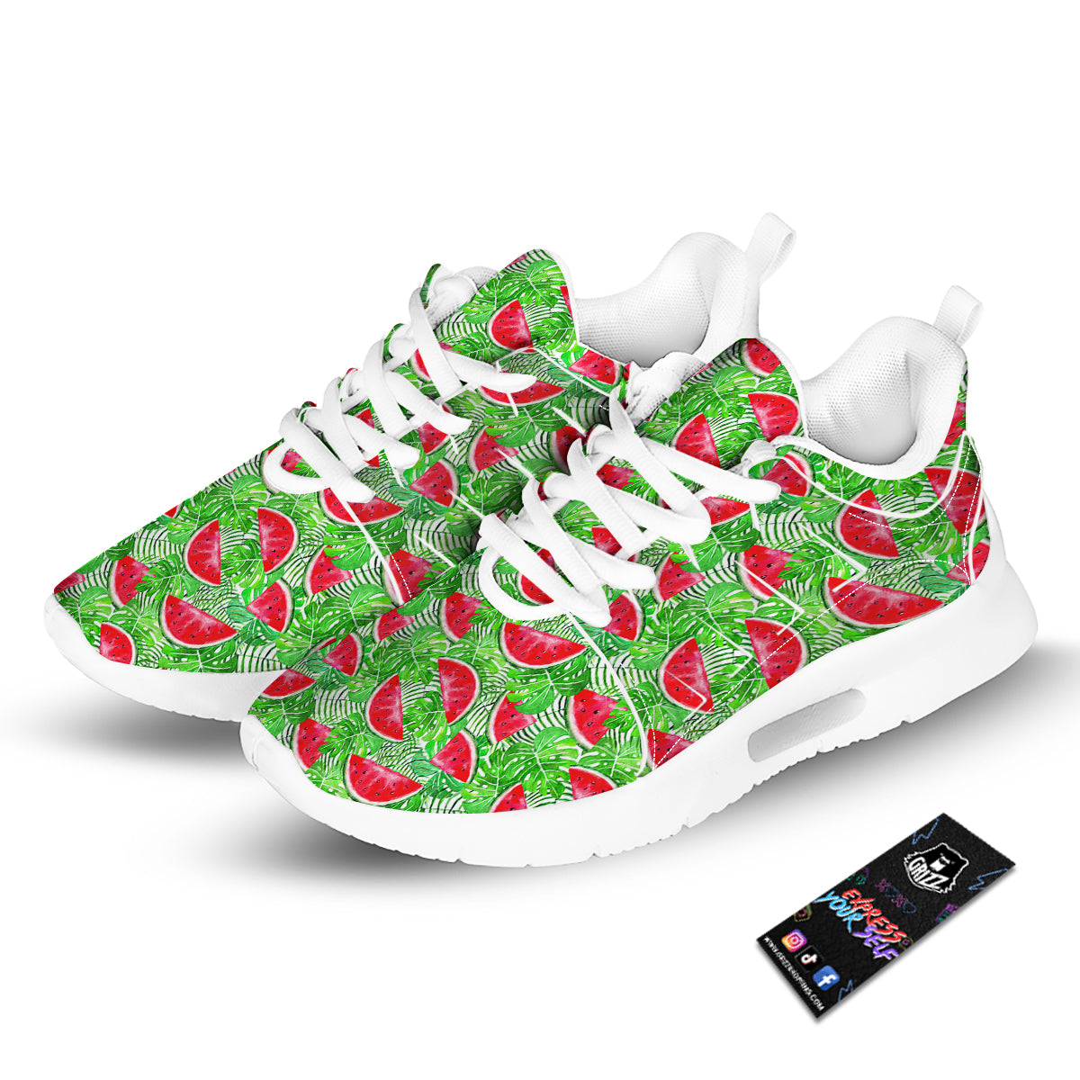 Watermelon Aloha Tropical Print Pattern Tennis Shoes-grizzshop