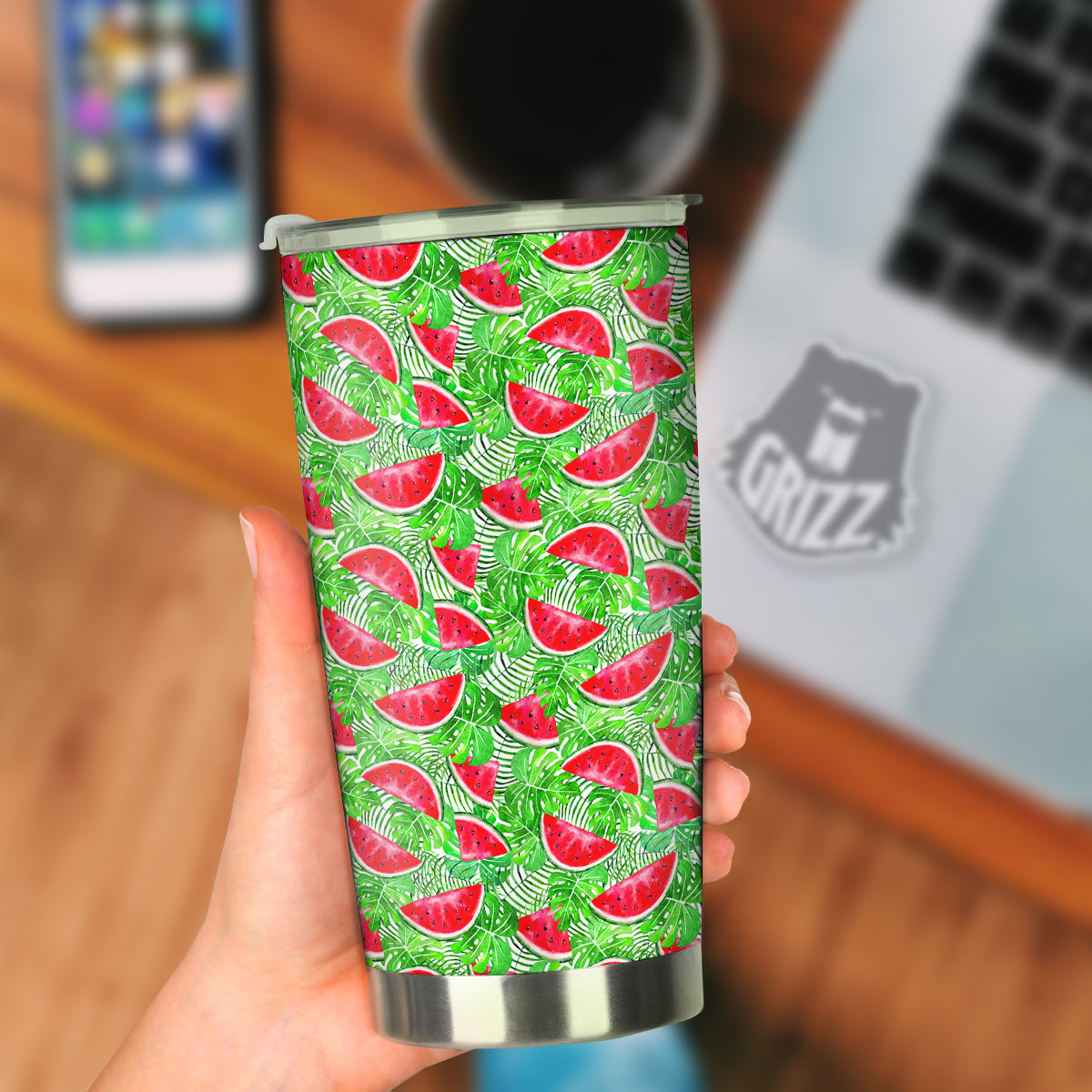 Watermelon Aloha Tropical Print Pattern Tumbler-grizzshop