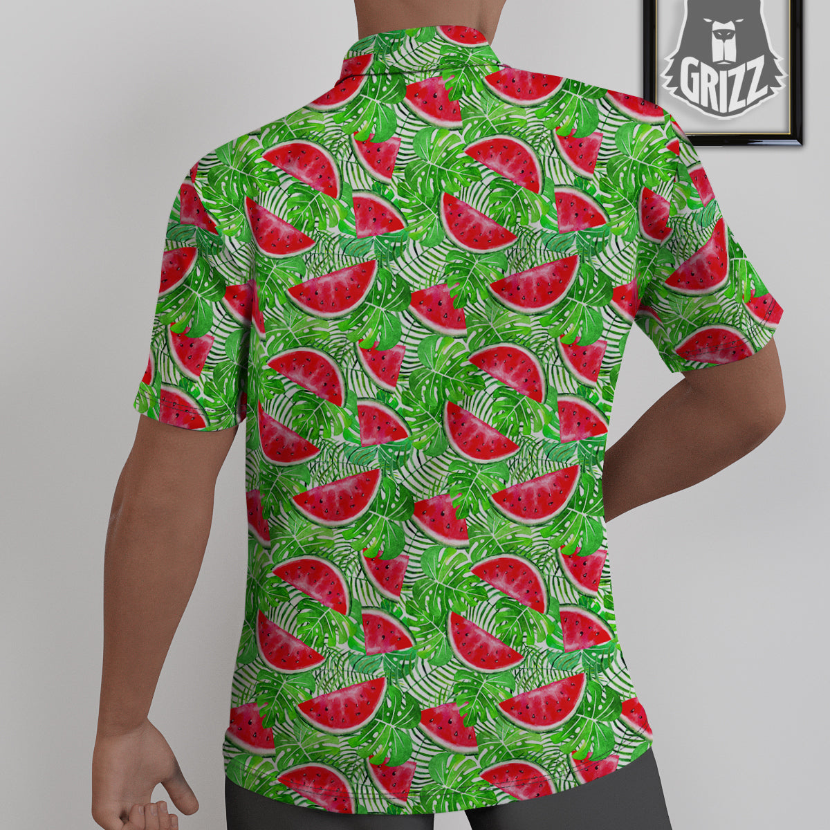 Watermelon Aloha Tropical Print Pattern Untucked Shirts-grizzshop