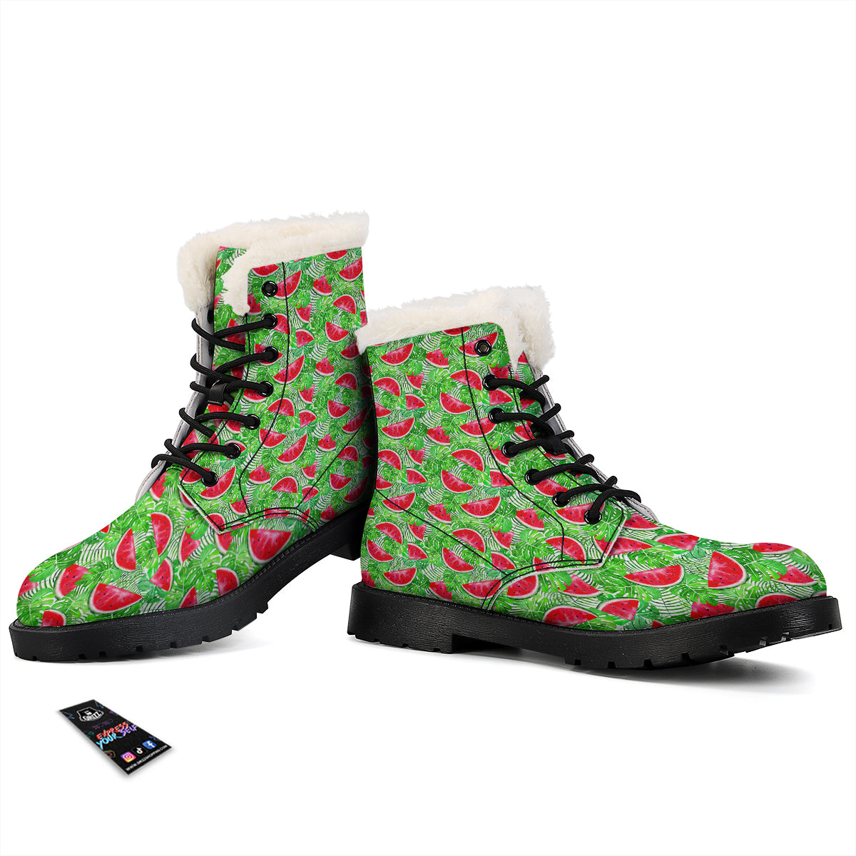 Watermelon Aloha Tropical Print Pattern Winter Boots-grizzshop