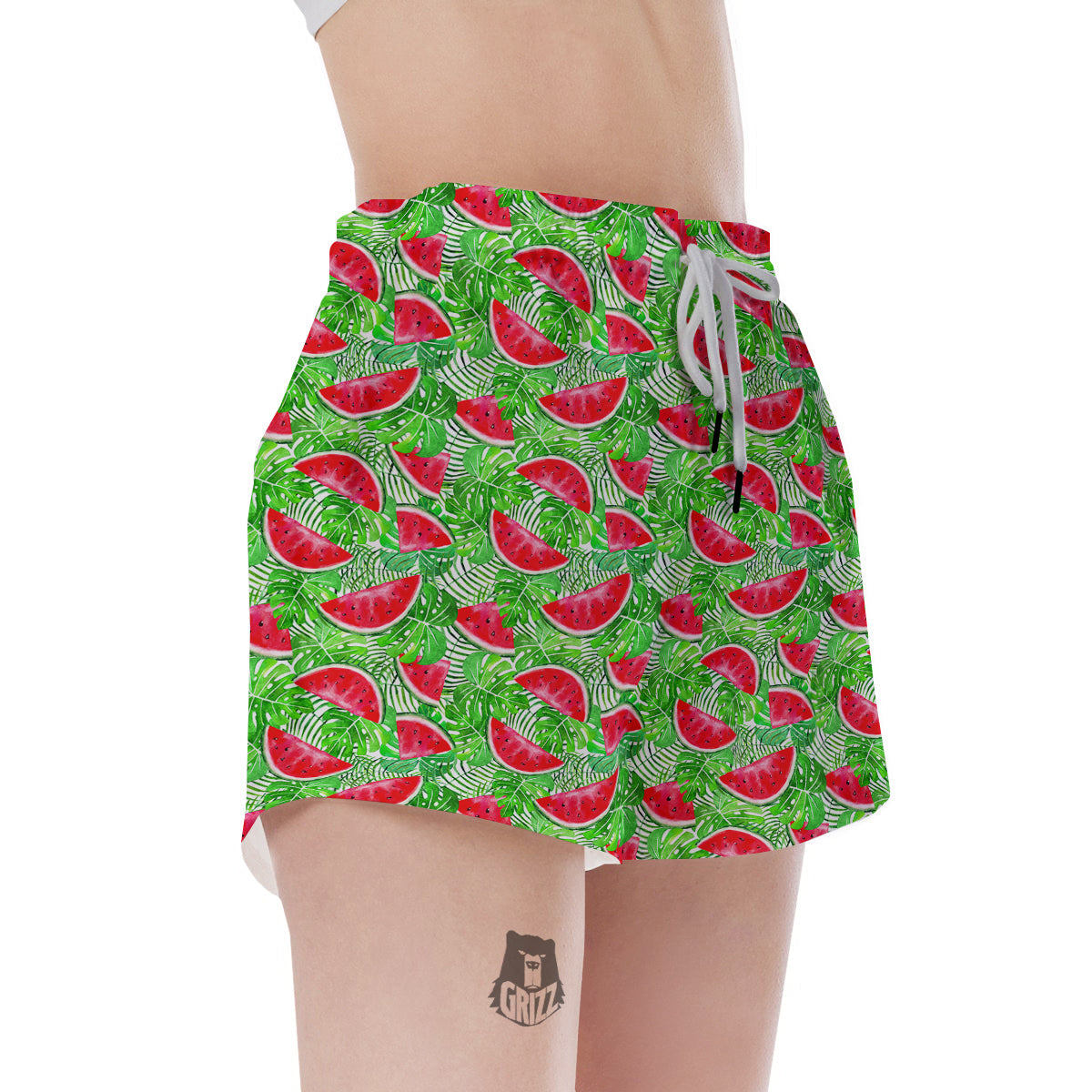 Watermelon Aloha Tropical Print Pattern Women's Shorts-grizzshop